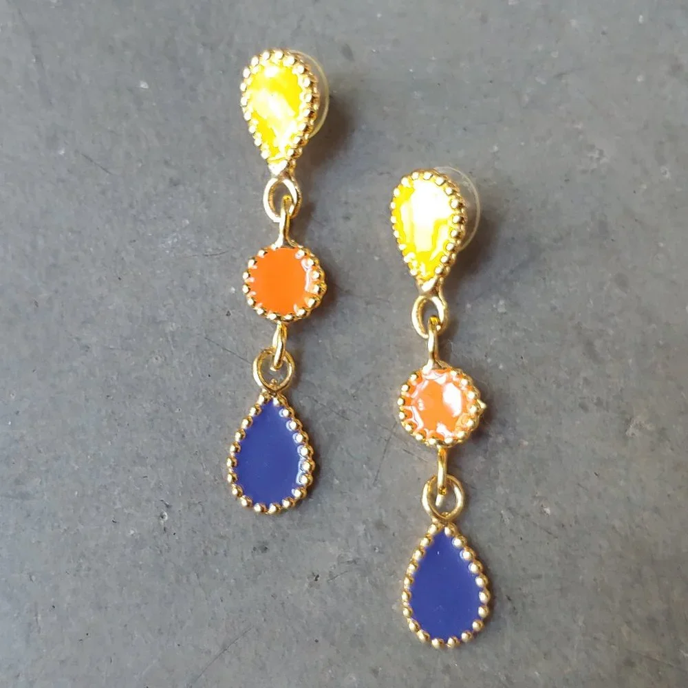 Vintage Colorful Costume Jewelry Dangle Earrings Bundle